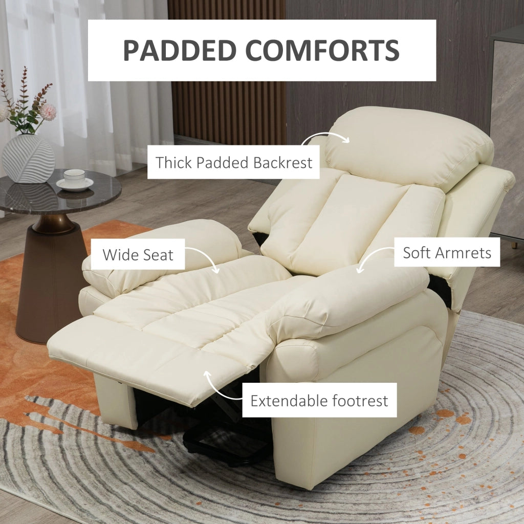 Poltrona Alzapersona Elettrica 1 Motore 96x93x105 cm Reclinabile in Similpelle Crema