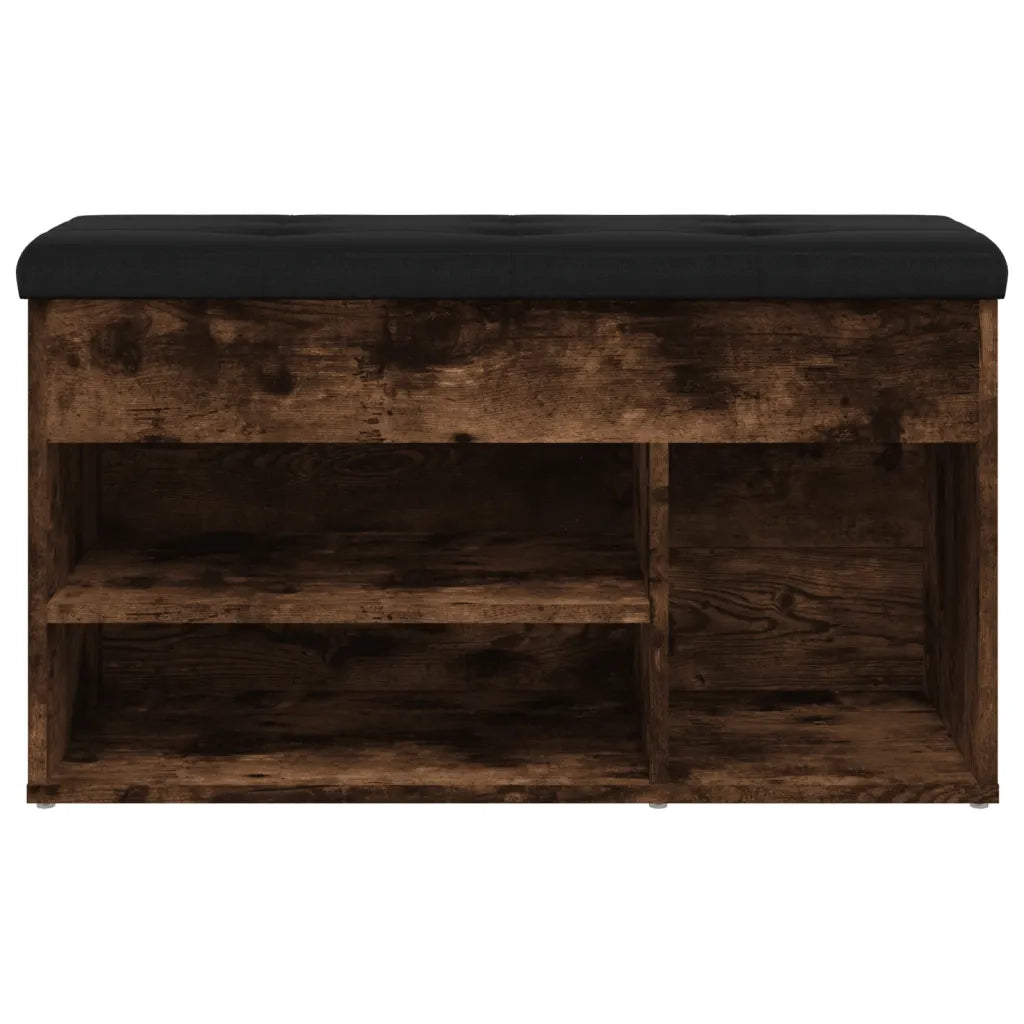 Panca Porta Scarpe-Sgabello-Panca Scarpiera Rovere Fumo 82x32x45,5 cm Legno Multistrato