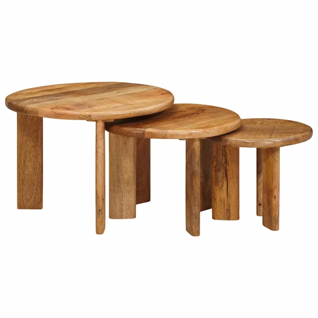 Tavoli da Caffè Nido 3 pcs Marrone Legno di mango massello