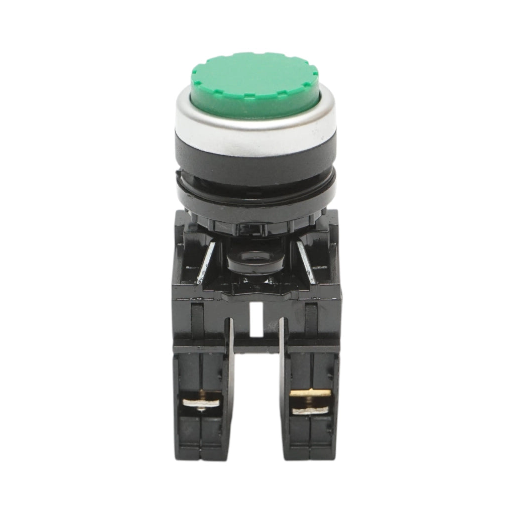 Pulsante convesso con ritorno 1NO+1NC verde, 10A/600V AC, 1A/250V DC LA42 Breckner Germany