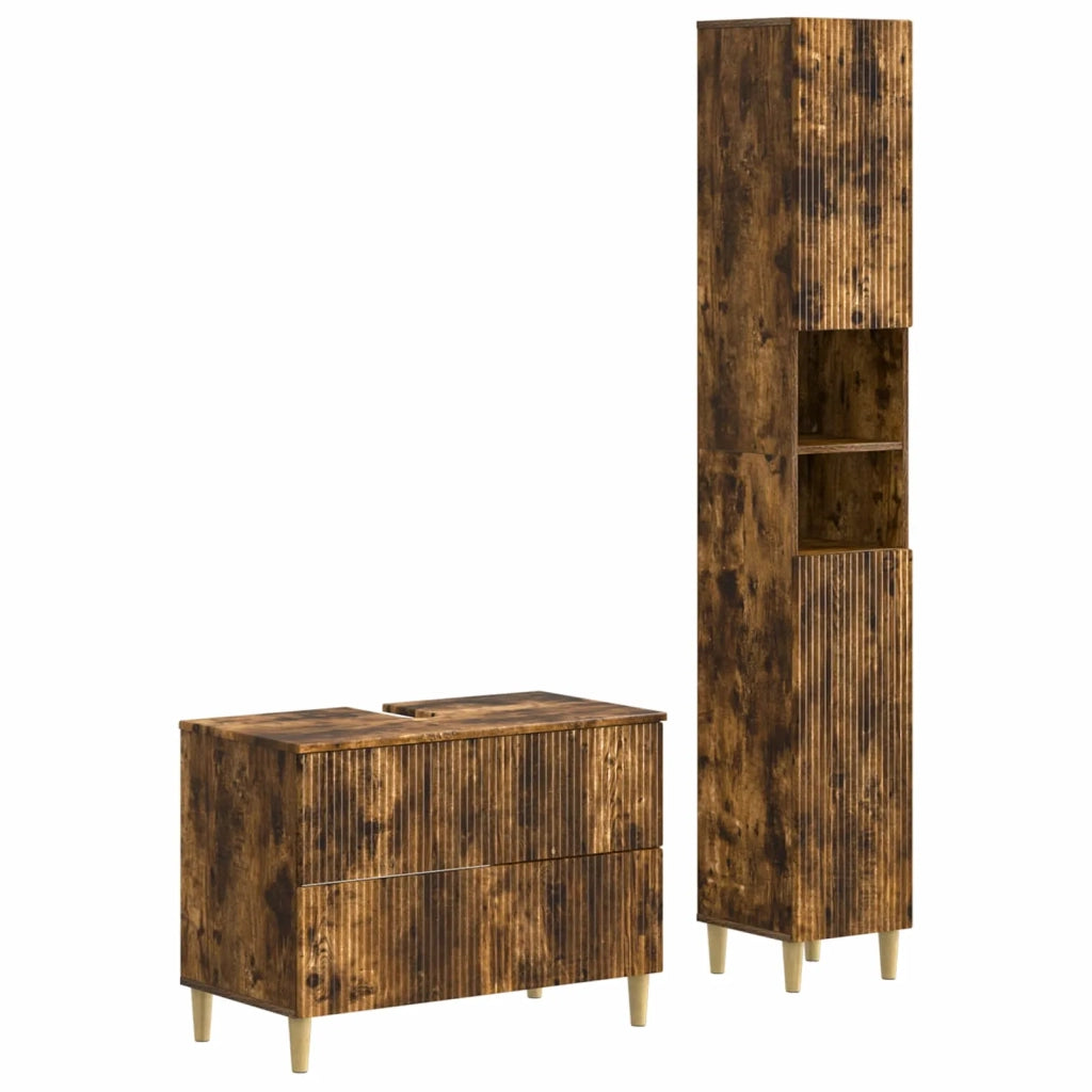 Set di Armadi da Bagno da 2 Pezzi ARNHEM Rovere Fumo 3417527