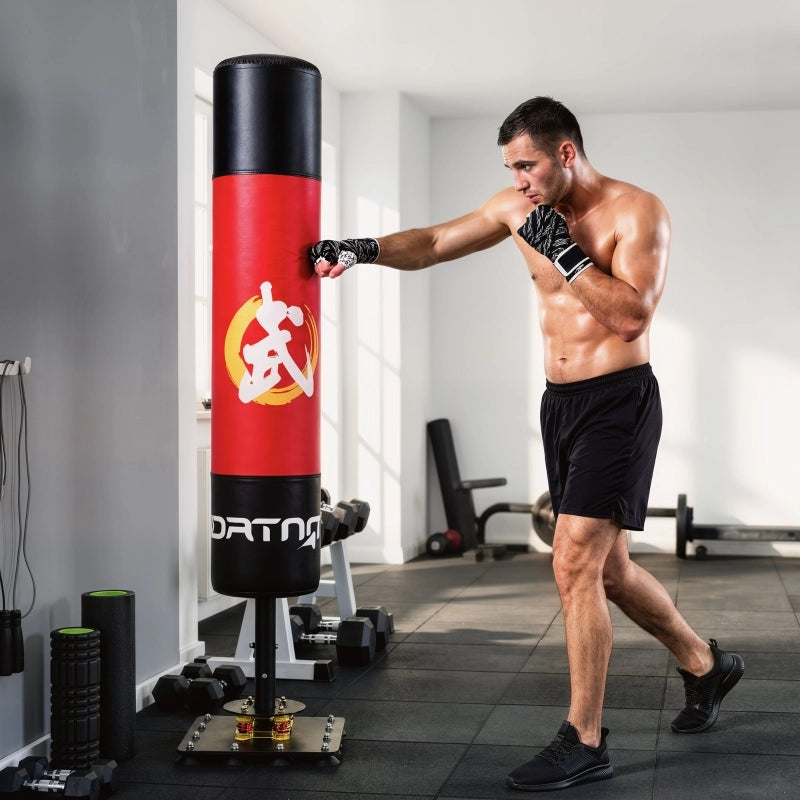 Sacco da boxe autoportante da 156 cm, con 12 ventose, ammortizzante, per adulti e ragazzi