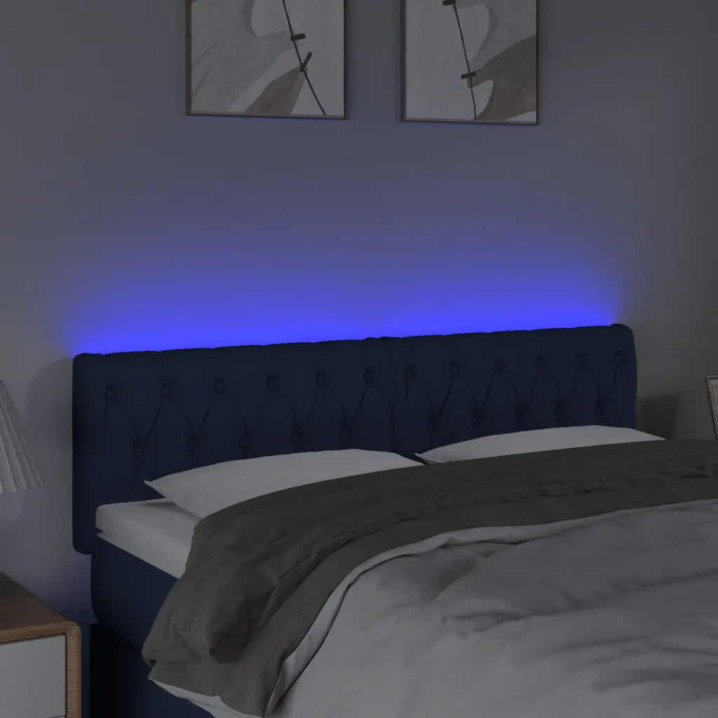 Testiera a LED-Testata con LED Blu 160x7x78/88 cm in Tessuto