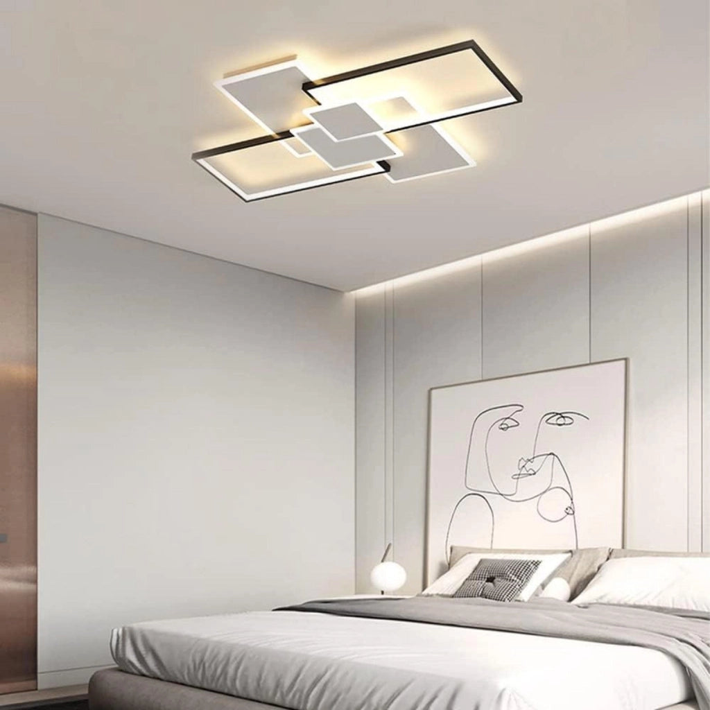 Plafoniera LED 83W Dimmerabile Bluetooth con App, 6640 Lumen, Soffitto Moderna Rettangolare, Telecomando Incluso, Luce Calda Naturale Fredda Regolabile, 270°
