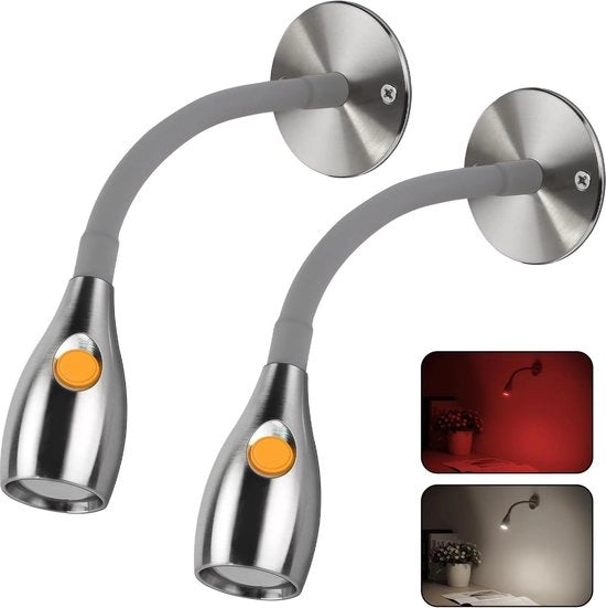Lampada da lettura 12V 4000K luce rossa per letto - puntaluce LED a svasatura a forma di cigno per barca, caravan - regolatore di intensità (in alluminio)