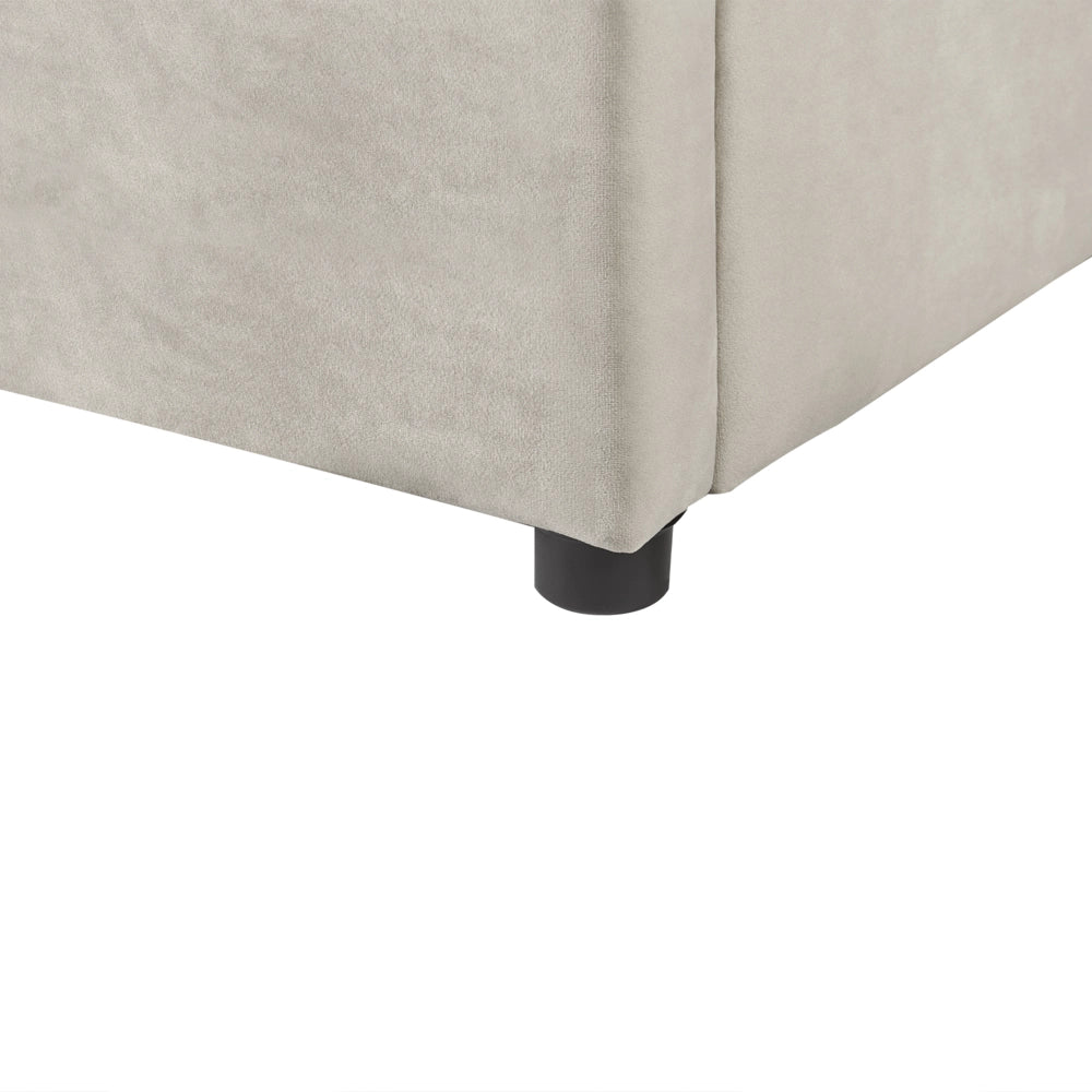 Letto con rivestimento in velluto grigio talpa UE King Size 160x200cm Grande testata classica contenitore Doghe in legno
