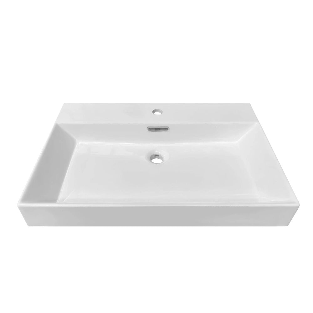 Lavabo da appoggio in resina 70x45 cm rettangolare bianco Monza