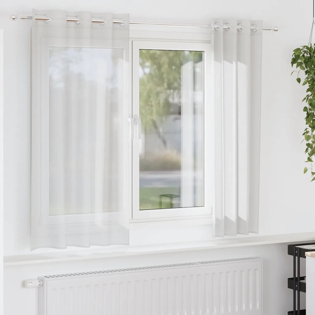 vidaXL Tende in Voile con Occhielli 2 pz Bianco