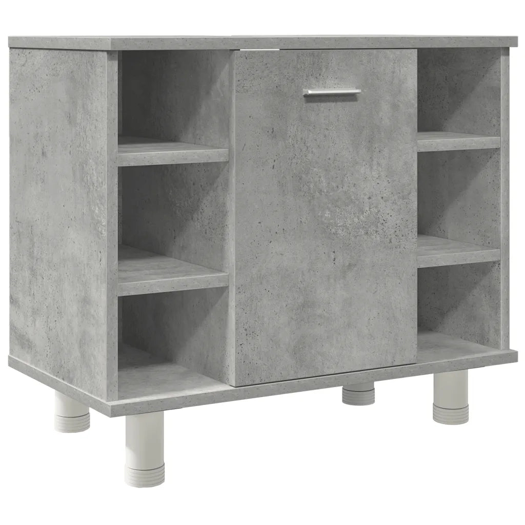 Set Mobili da Bagno 4 pz Grigio Cemento in Legno Multistrato