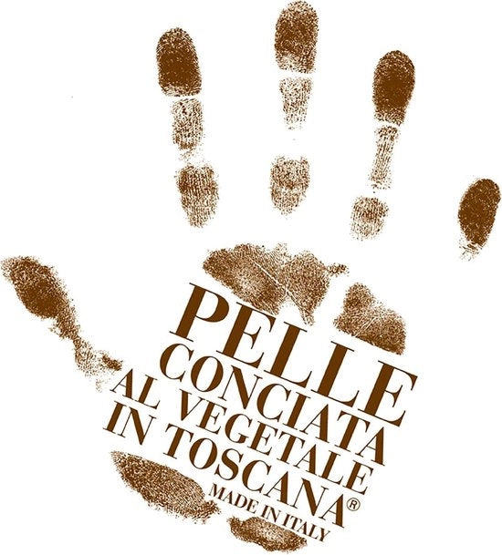 Rimini con peso basso di pelle vera veganizzata, finitura marrone laser inciso - mano dipinto - Made in Italia