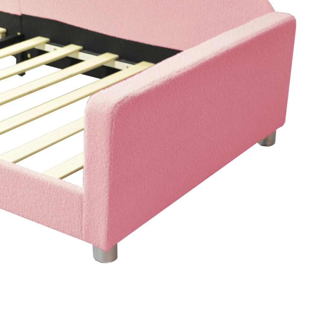 Letto imbottito per bambini 214;5x95x42 cm; tessuto teddy rosa