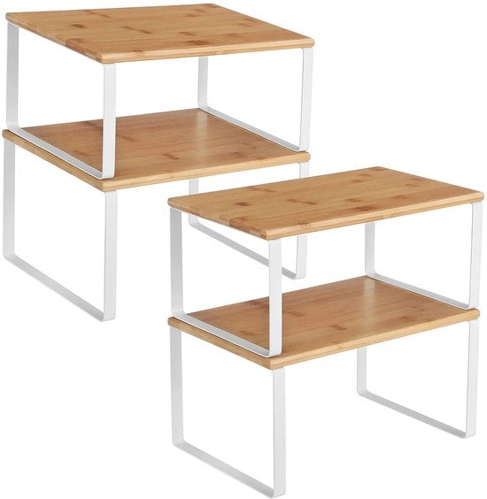 Organizzatore per Cucina a 4 Scomparti - Pannelli Stivellati/Ridotti - Organizer per Cucina - Crea Spazio Ordinato - Scomparti per Cucina in Legno di Bamboo e Metallo