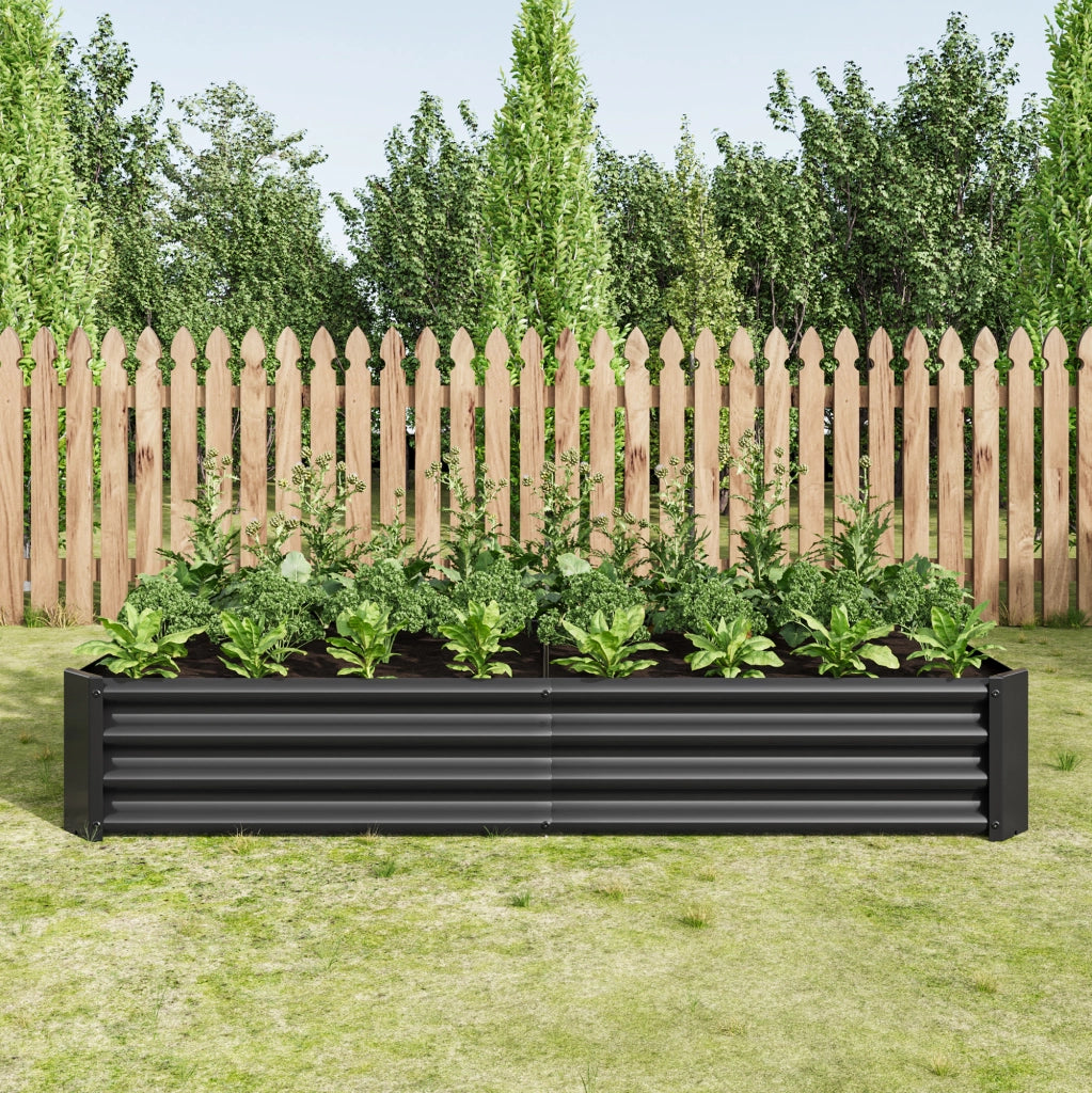 Hochbeet in metallo 180 x 91 x 30 cm, struttura zincata senza fondo, colore nero