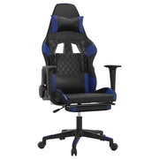 Sedia da Gaming | Sedia da e-sports con Poggiapiedi Nero e Blu in Similpelle