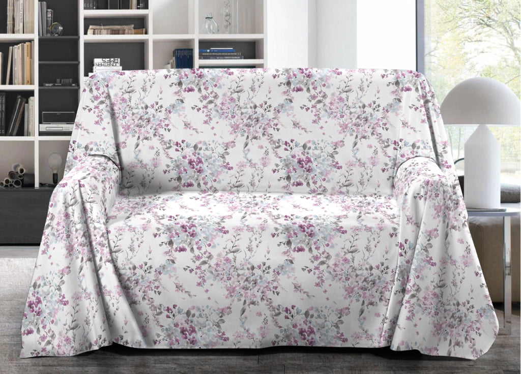 Telo Arredo Granfoulard Copritutto Salvadivano 100% Cotone Disegno Acquarello - Singolo - Acquarello