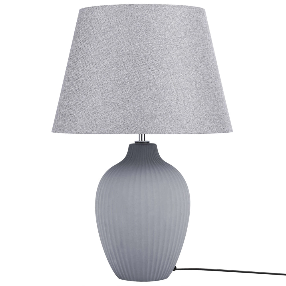 Lampada da Tavolo in Ceramica Grigia 52 cm Paralume Impero Comodino Soggiorno Camera da Letto Illuminazione Stile Retrò