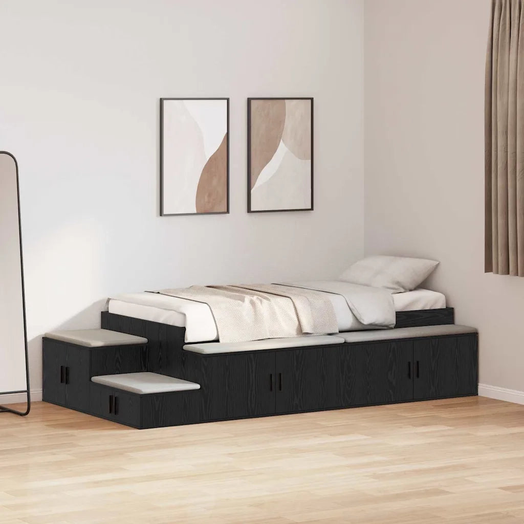 Struttura letto con contenitore Rovere Nero 80 cm 3335574