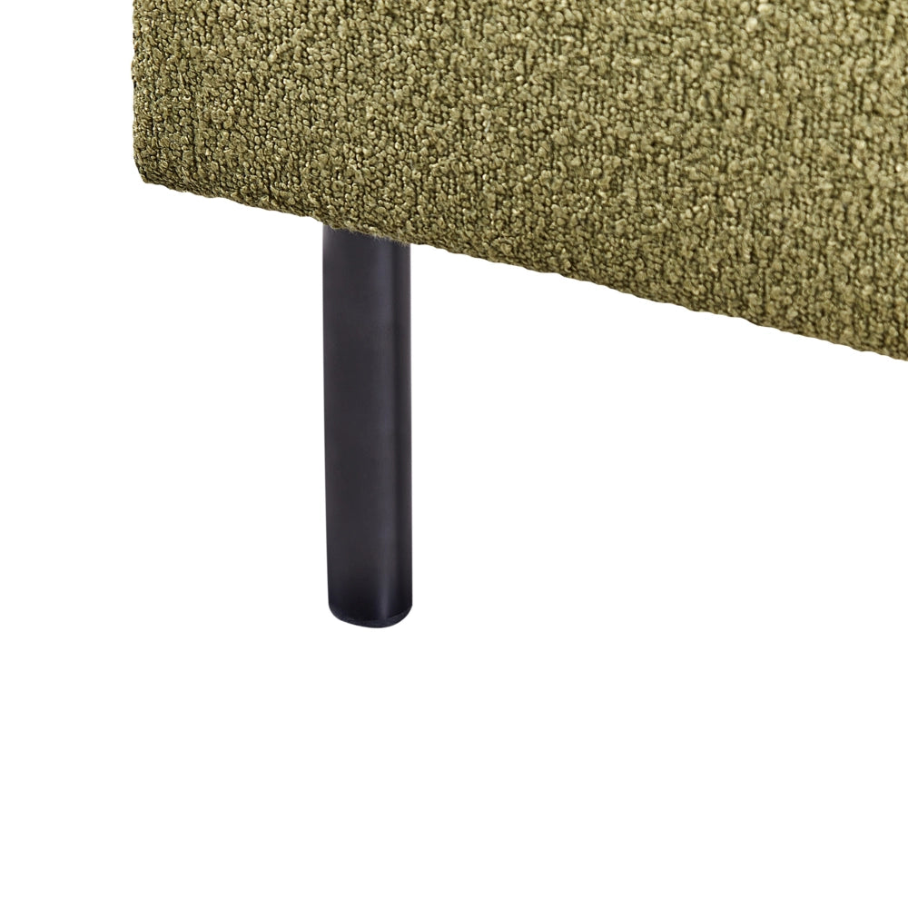 Letto matrimoniale in poliestere bouclè verde imbottito con base a doghe e testiera rotonda 160 x 200 cm minimalista retrò