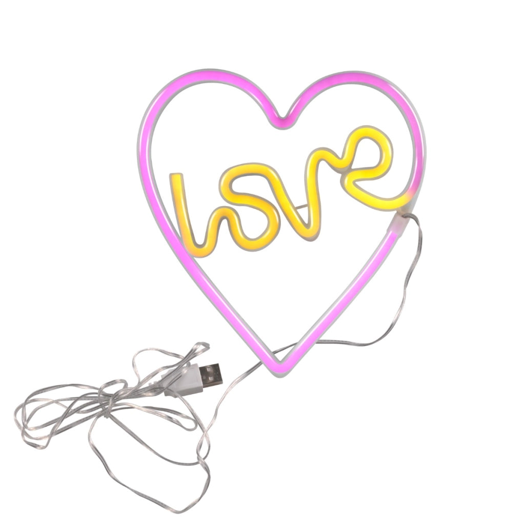 Applique neon cuore Love LED 3W USB/3xAA Polux bambini