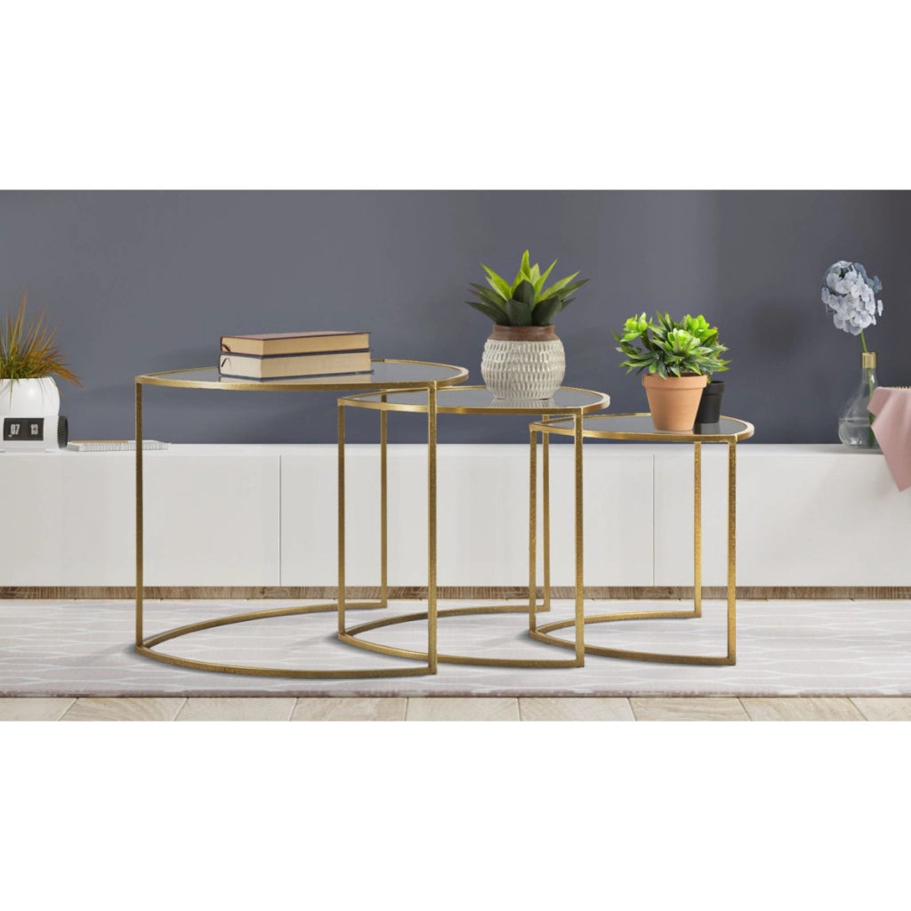 Set di Tavolini VKH553, Oro, Metallo, 60x60x50 cm