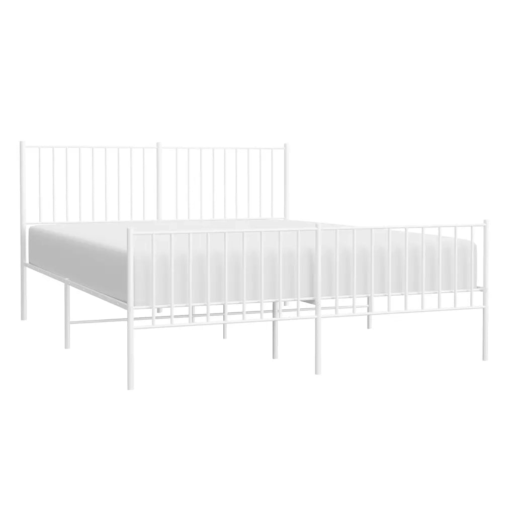Giroletto con Testiera e Pediera Metallo Bianco 150x200 cm 350951