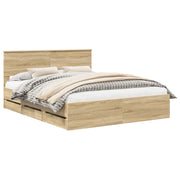Letto matrimoniale | Letto per adulti | Struttura del letto con cassetto Rovere Sonoma 160 x 200 cm