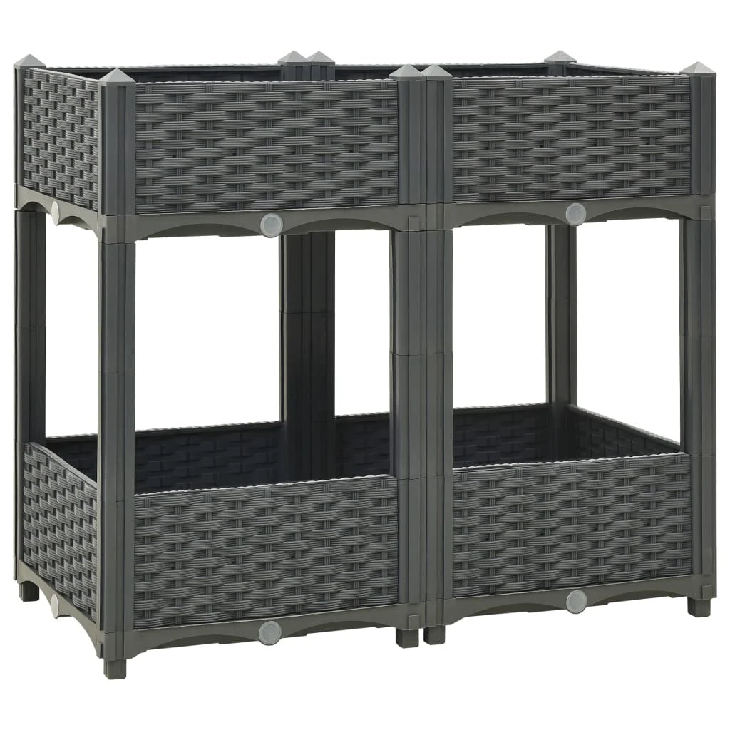 Fioriera rialzata per piante e fiori giardino 80 x 40 x 71 cm polipropilene grigio scuro 02_0000948