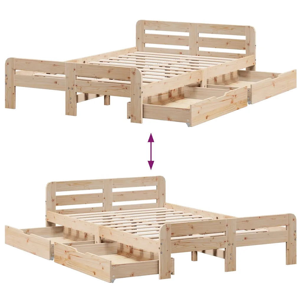 Letto senza Materasso 120x190 cm in Legno Massello di Pino 3309056