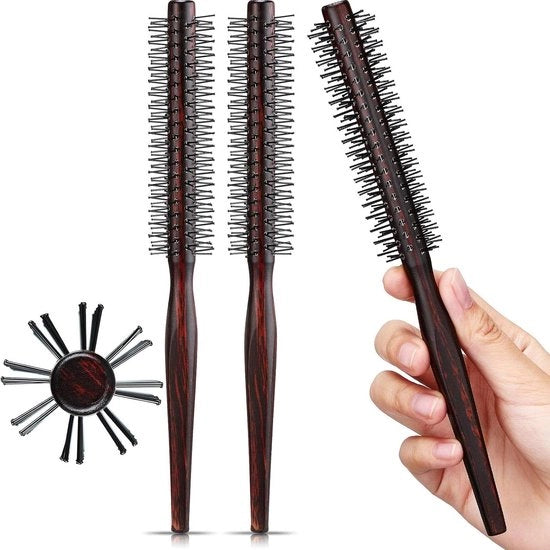 Set di spazzole a roncola per capelli corti con spazzola per stile e rullatore per pony