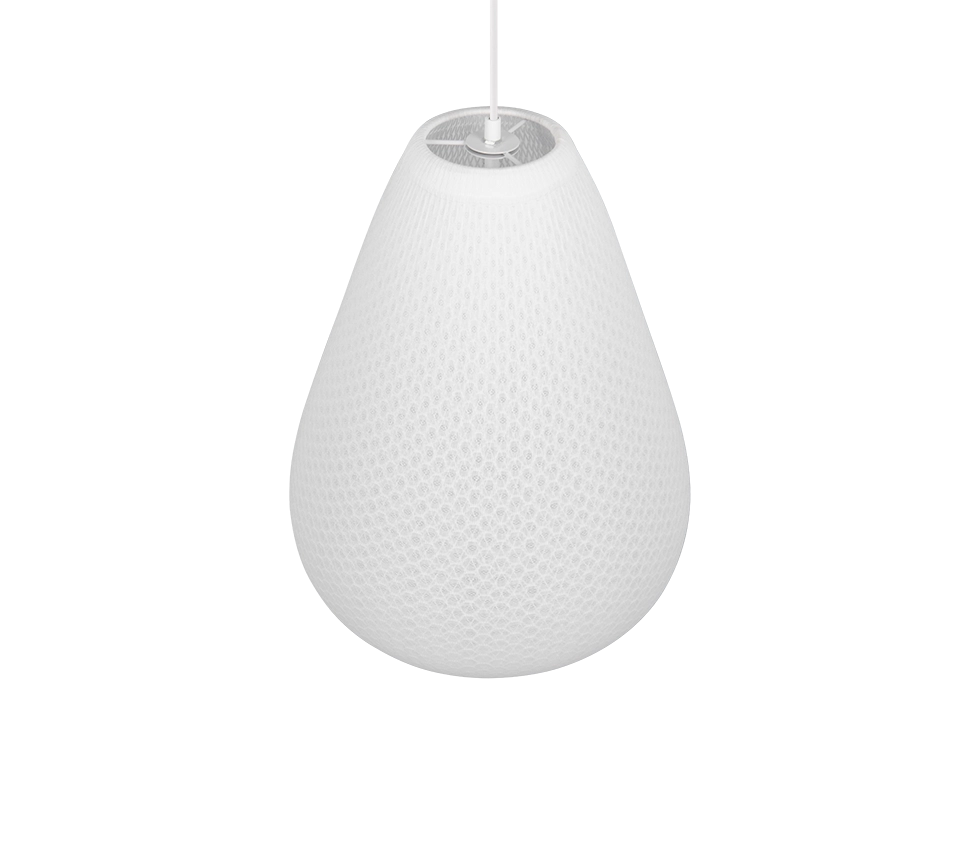 Lampada a sospensione, tessuto e metallo, bianco, D 35 cm, Janine