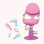 Og Dolls - Salon Chair with Acc`Y - Purple with Heart Pattern