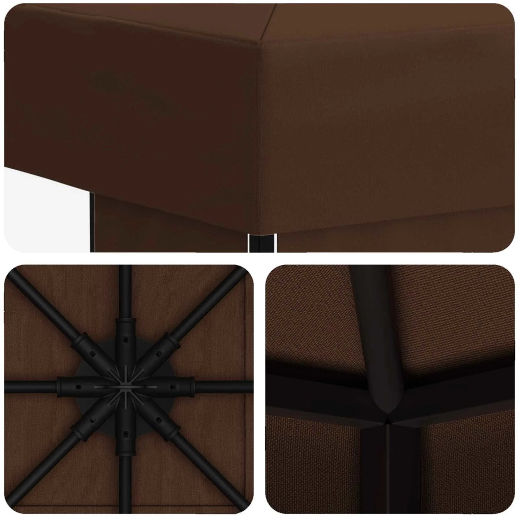 Gazebo 3 x 3 m Marrone Poliestere e Acciaio 190 900360