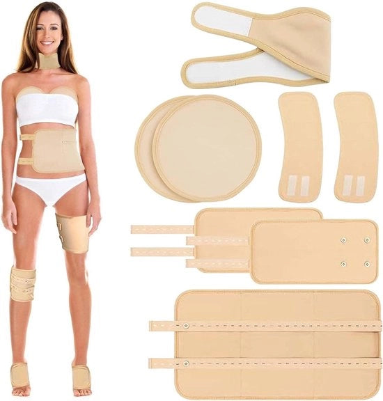 Kit di confezione riciclabile di olio di ricino - 8 pezzi, Biologico, per addome, ginocchia, coscia, vita, polso, petto, dolori muscolari - Con confezione di olio di ricino per avvolgere.