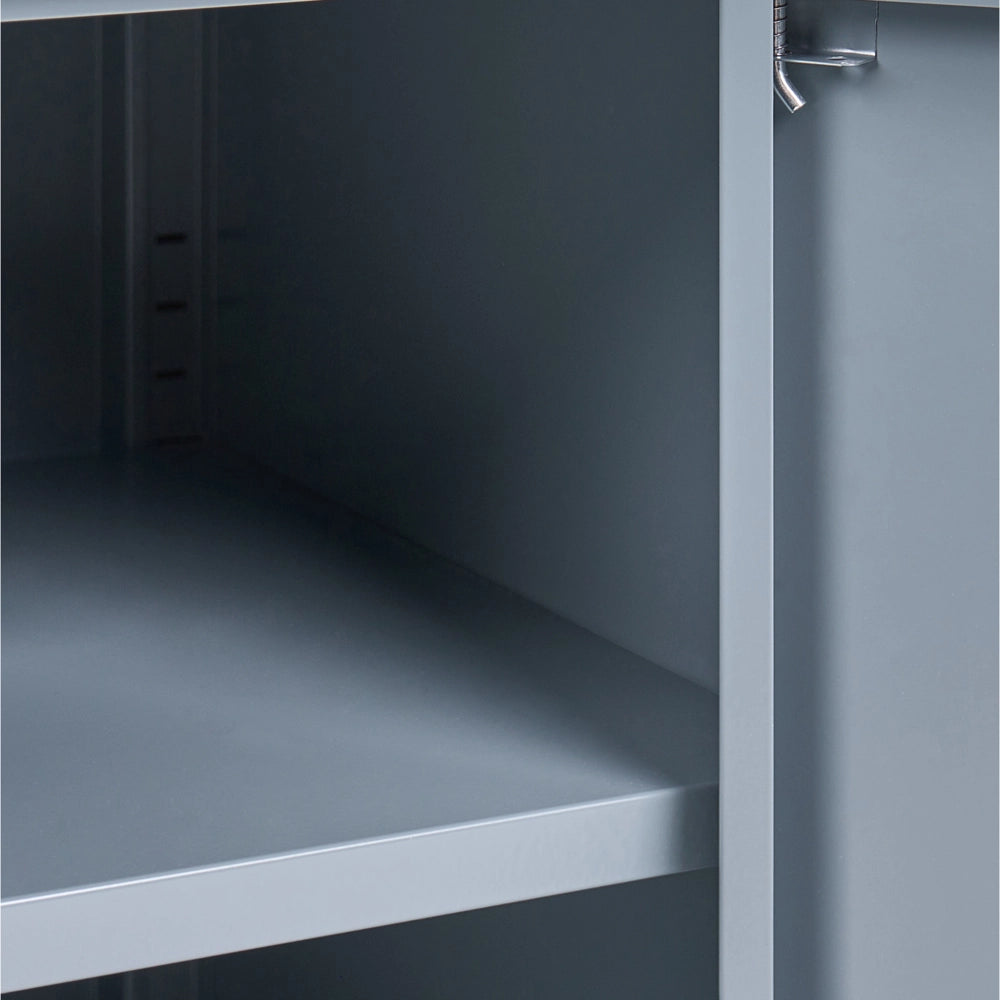 Credenza a 2 ante in acciaio grigio Home Office Mobili Ripiani Tappi per gambe Design industriale