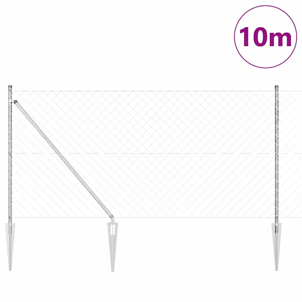 Palo della recinzione Argento 10 x 1,2 m (maglie 60 x 60 mm)