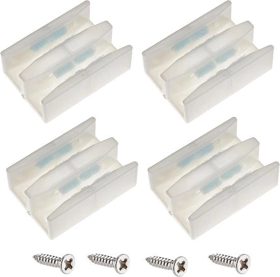 Set di 4 pezzi di guida inferiore gialla per porte scorrevoli, porte di cabina doccia con canale largo | Manuale per sistemi di chiusura vasca da bagno