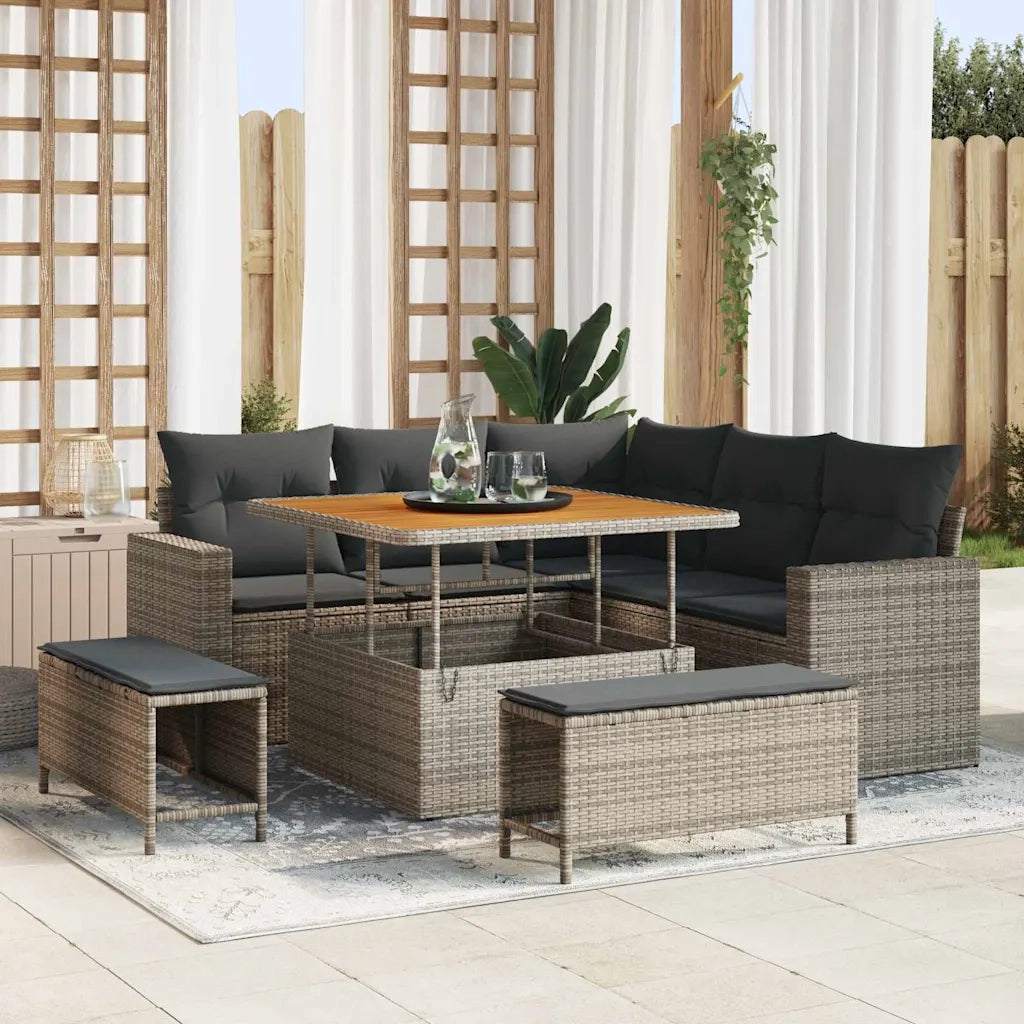 vidaXL Set Divano da Giardino 8 pcs Grigio 100 x 100 x 71 cm