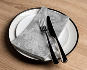Set di tovaglioli in cotone, 6 pezzi, dimensioni 45 x 45 cm, stampa di fiori grigi, lavabile e riutilizzabile, ideale per feste, festività, cene con la famiglia