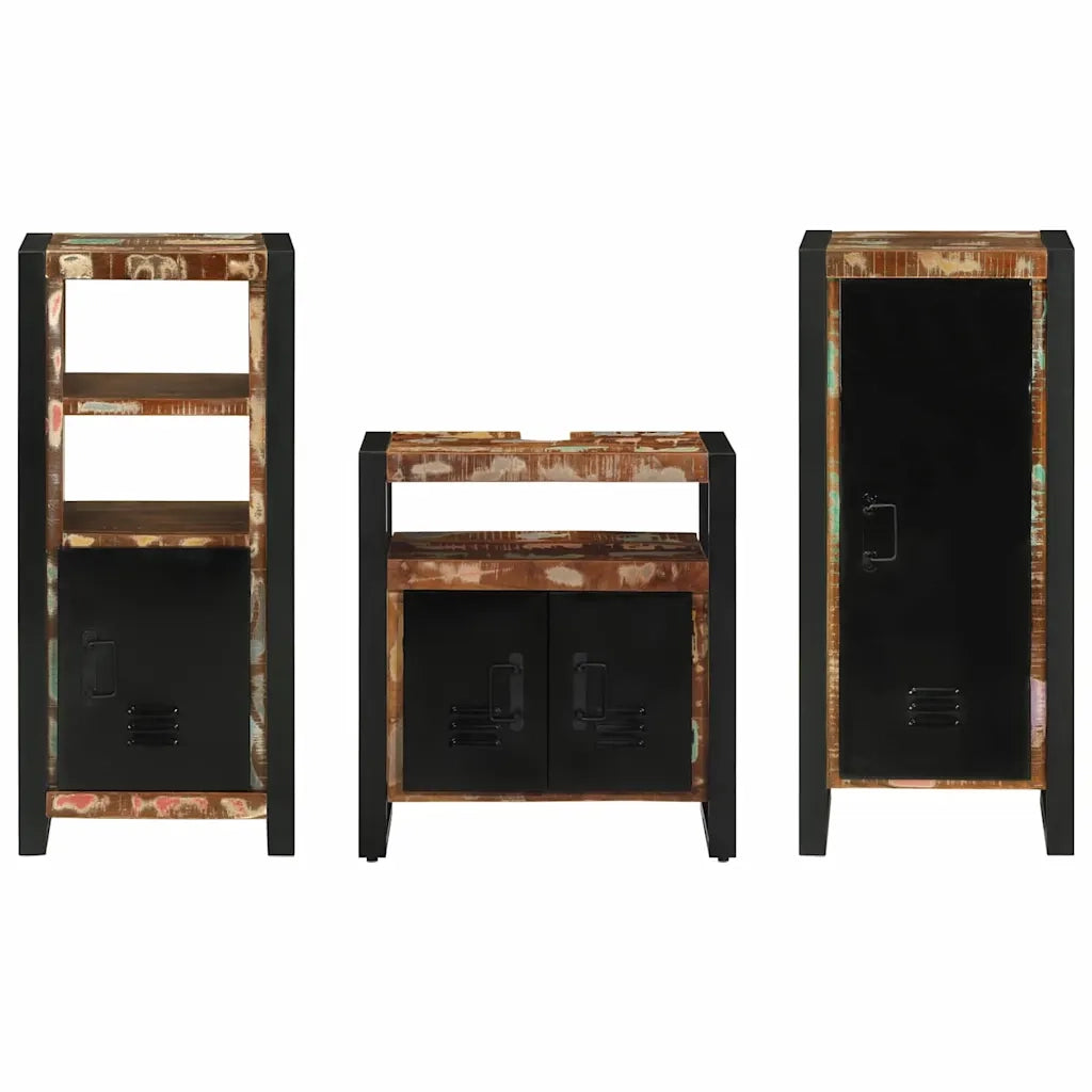 vidaXL Set di mobili per il bagno 3 pcs Legno massello riciclato
