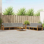 Set di divani da esterno 8 pcs Grigio Naturale e Chiaro