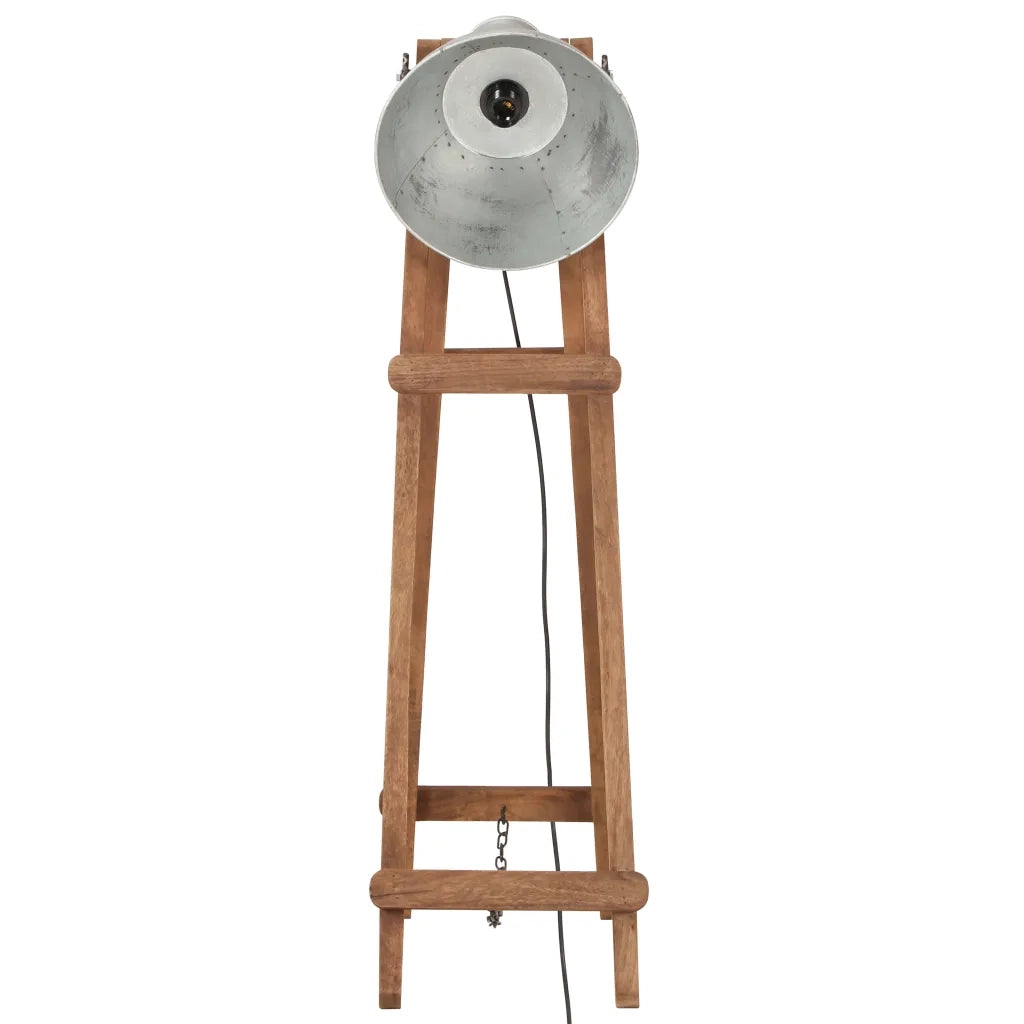 Lampada da Pavimento Argento E27 in Legno Massello di Mango CFW9210167