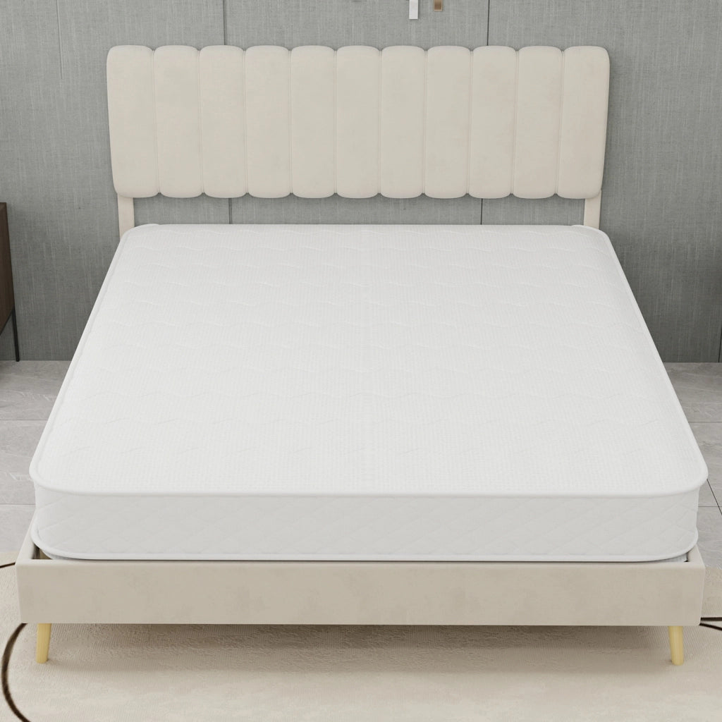 Materasso 140 × 200 cm con molle insacchettate e memory foam traspirante, supporto bilanciato, bianco