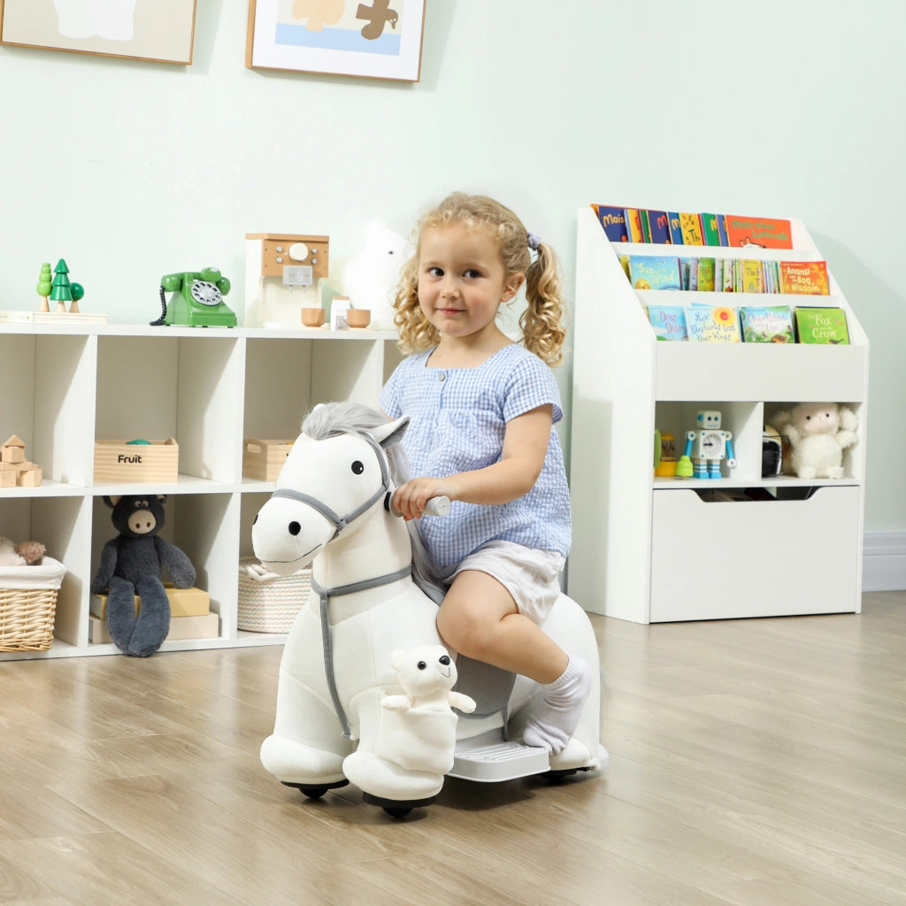 Cavallo a Dondolo Elettrico con Musica e Batteria 6V ¨C Zephmum ¨C Bianco