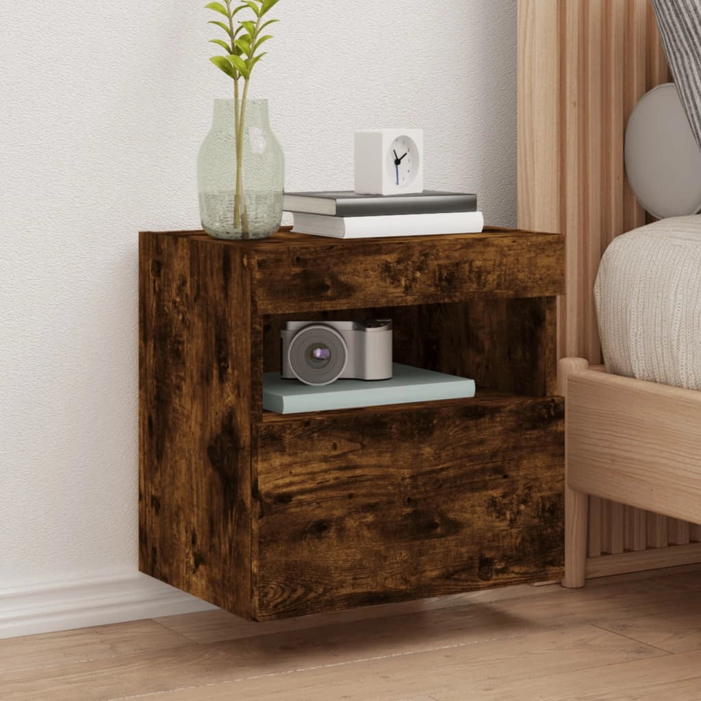 Mobile TV a Parete con Luci LED Rovere Fumo 40x30x40 cmcod mxl 134128