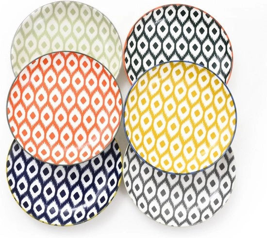 Set di 6 piatti dessert mini - Ø 15 cm - piatti da insalata in porcellana - piatti da colazione colorati - piatti da diner mini - per pasta frutta pane