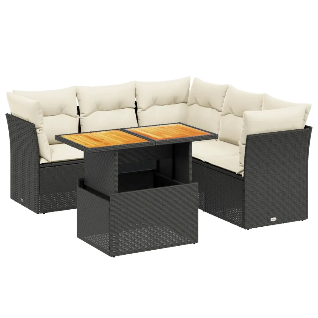 Set Divani da Giardino 5 pz con Cuscini in Polyrattan Nero 3270825
