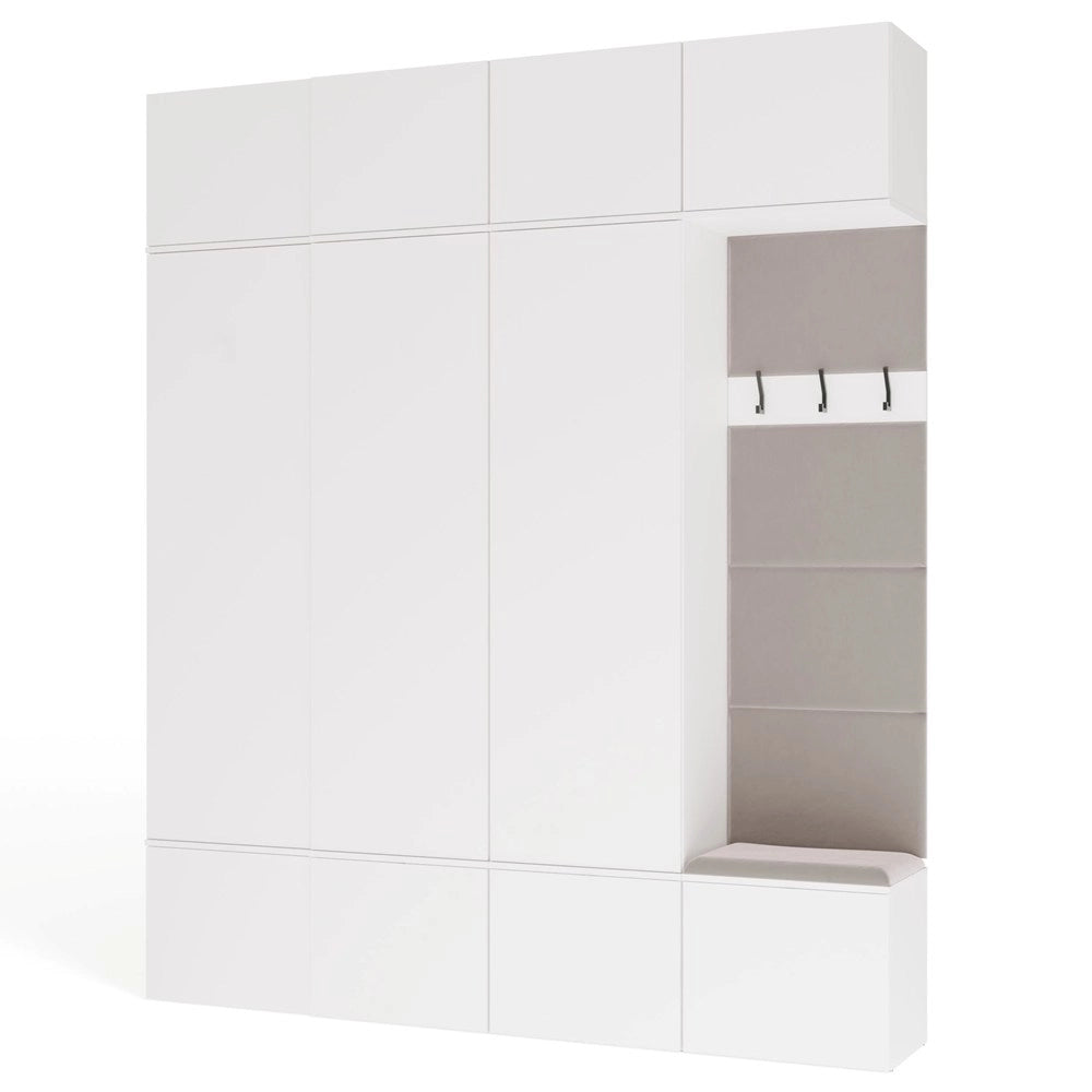 Guardaroba HAGA IV 3sz1w bianco 3x armadio + appendiabiti per ingresso