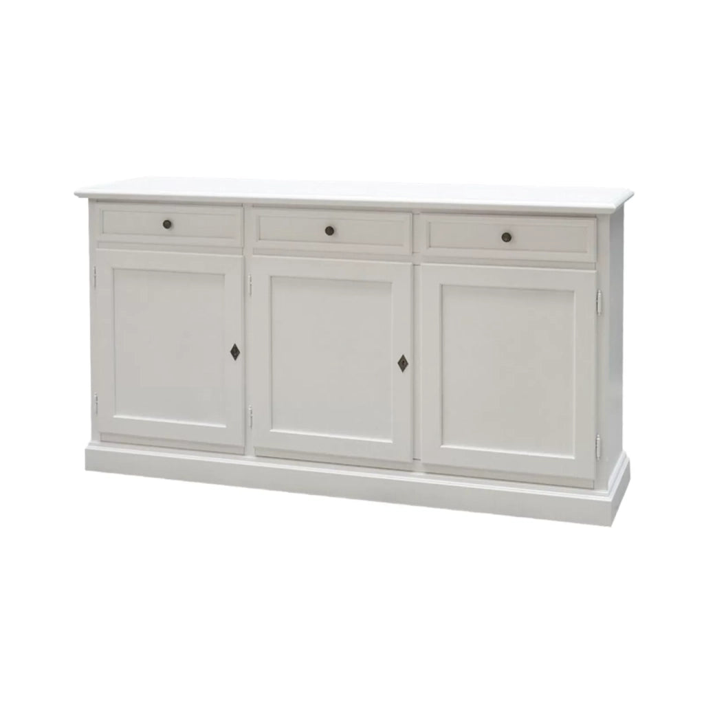 Madia credenza arte povera 3 porte legno bianco 156x42x85 (1382) - Mobili 2G