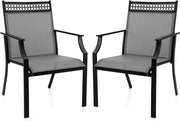 Set di 2 Sedie da Giardino in Textilene, Sedie da Esterno con Schienale Alto, Braccioli, Robusto Telaio in Metallo, Fino a 150 kg, per Patio Terrazza Balcone (Grigio+Nero)