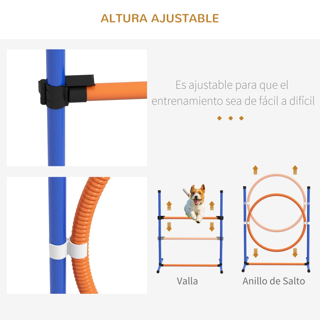 Set Agility per Cani 4 Pezzi ¨C Xylo ¨C Slalom Salto Riposo Arancione Blu